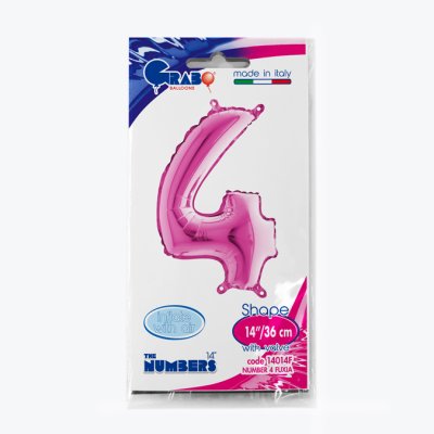 Number 4 Fuchsia (35cm,14") MINI foil balloon - 14014F-P-Packaged.jpg