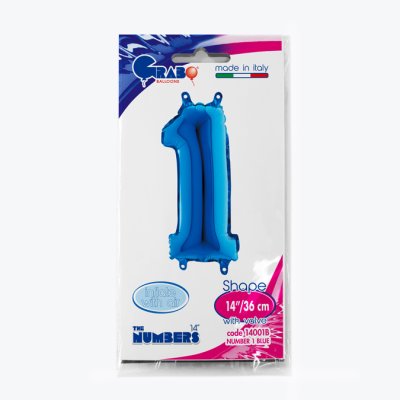 Number 1 Blue (35cm,14") MINI foil balloon - 14001B-P-Packaged.jpg