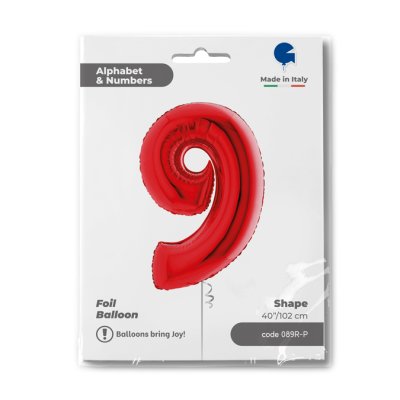Number 9 Red (102cm,40") foil balloon - 089R-P-Packaged-1.jpg