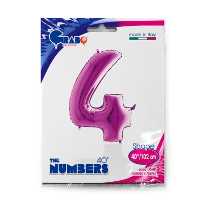 Number 4 Purple (102cm,40") foil balloon - 054P-P-Packaged.jpg