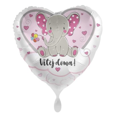 Heart Welcome home! Elephant pink CZ 43cm - foil balloon