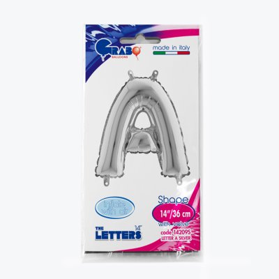 Letter A Silver (35cm,14") MINI foil balloon - 14209S-P-Packaged.jpg