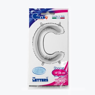 Letter C Silver (35cm,14") MINI foil balloon - 14229S-P-Packaged.jpg