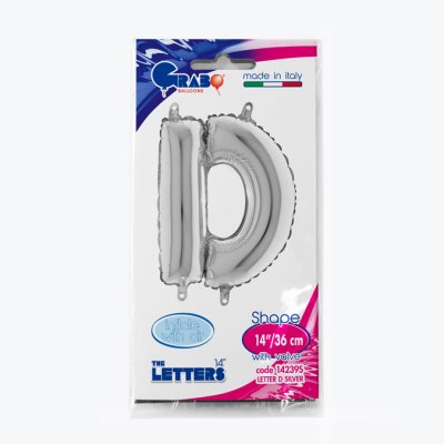 Letter D Silver (35cm,14") MINI foil balloon - 14239S-P-Packaged.jpg