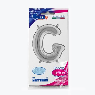 Letter G Silver (35cm,14") MINI foil balloon - 14269S-P-Packaged.jpg