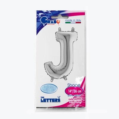 Letter J Silver (35cm,14") MINI foil balloon - 14299S-P-Packaged.jpg