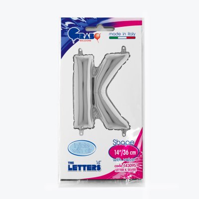 Letter K Silver (35cm,14") MINI foil balloon - 14309S-P-Packaged.jpg