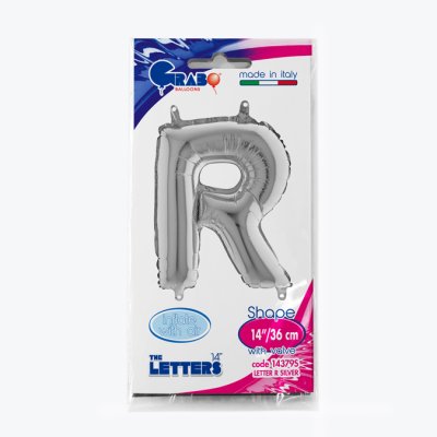 Letter R Silver (35cm,14") MINI foil balloon - 14379S-P-Packaged.jpg