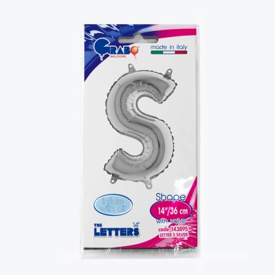 Letter S Silver (35cm,14") MINI foil balloon - 14389S-P-Packaged.jpg