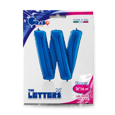 Letter W Blue (66cm,26") foil balloon - 26420B-P-Packaged.jpg