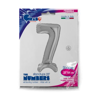 Standing Number 7 Silver (64cm,25") foil balloon - 25097S-P-Packaged.jpg