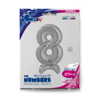 Standing Number 8 Silver (64cm,25") foil balloon - 25098S-P-Packaged.jpg