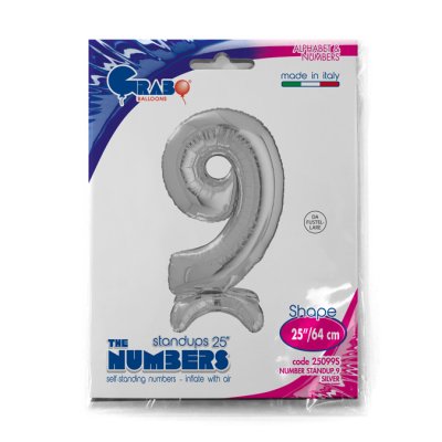 Standing Number 9 Silver (64cm,25") foil balloon - 25099S-P-Packaged.jpg
