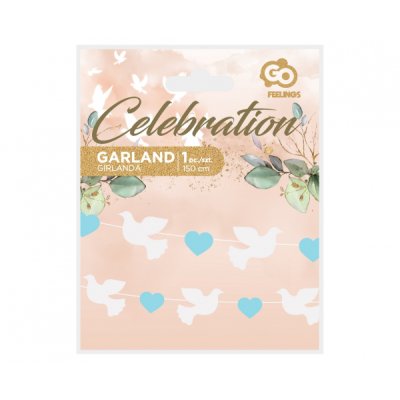 Garland paper doves - blue heart 150cm - pf-gpgn2.png