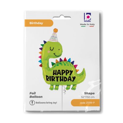 Happy Birthday DINO (132cm,52") foil balloon - 25199-P-Packaged.jpg