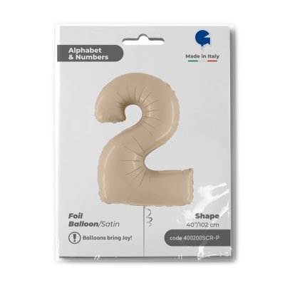 Number 2 Cream (102cm,40") foil balloon - 400200SCR-P-Packaged.jpg