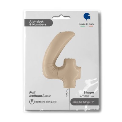 Number 4 Cream (102cm,40") foil balloon - 400400SCR-P-Packaged.jpg