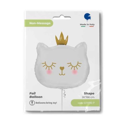 Princess cat white head (53cm,21") foil balloon - G72096-P-Packaged-1.jpg
