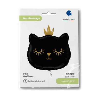 Cat princess black head (66cm,26") foil balloon - G72097-P-Packaged-1.jpg