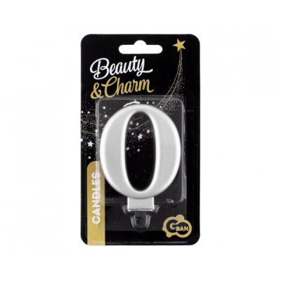 Cake candle number 0 silver 8cm - 0a.png