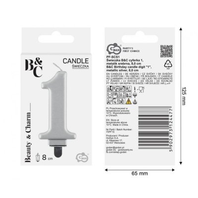 Cake candle number 1 silver 8cm - 97540.jpg