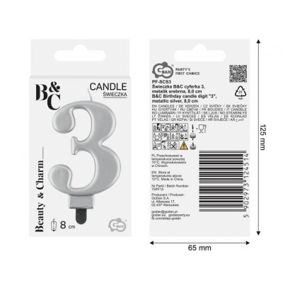 Cake candle number 3 silver 8cm - 97542.jpg