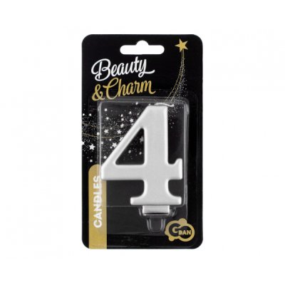 Cake candle number 4 silver 8cm - 4a.png