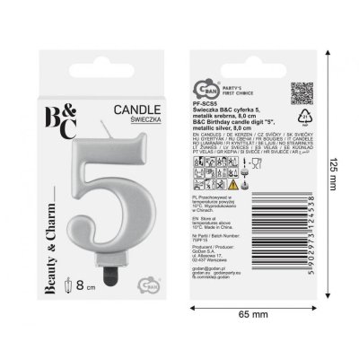 Cake candle number 5 silver 8cm - 97544.jpg