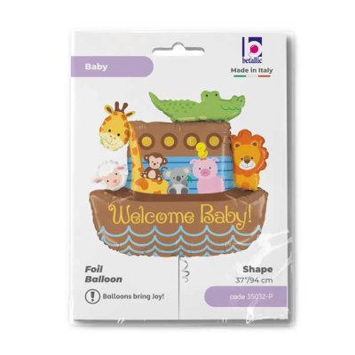 Noah's Ark Welcome Baby (94cm,37") foil balloon - 35032-P-Packaged.jpg