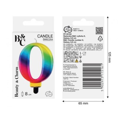 Cake candle "0" GALAXY rainbow, 8cm - 97517.jpg