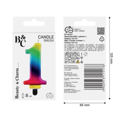 Cake candle "1" GALAXY rainbow, 8cm - 97518.jpg