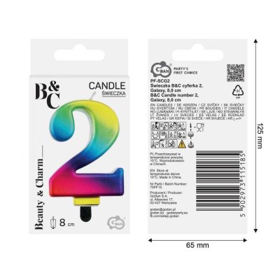 Cake candle "2" GALAXY rainbow, 8cm - 97519.jpg
