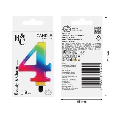 Cake candle "4" GALAXY rainbow, 8cm - 97521.jpg