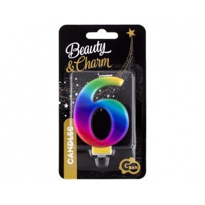 Cake candle "6" GALAXY rainbow, 8cm - 97523.jpg