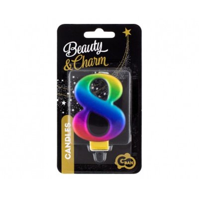 Cake candle "8" GALAXY rainbow, 8cm - PF-SCG8_2.jpg