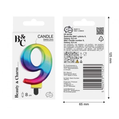 Cake candle "9" GALAXY rainbow, 8cm - 97526.jpg