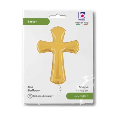 Gold cross (99cm,39") foil balloon - 35397-P-Packaged.jpg