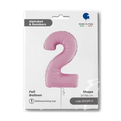 Number 2 pastel Pink (66cm,26") foil balloon - 26072PP-P-Packaged-1.jpg