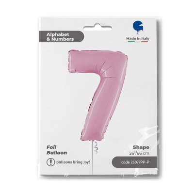Number 7 pastel Pink (66cm,26") foil balloon - 26077PP-P-Packaged-1.jpg