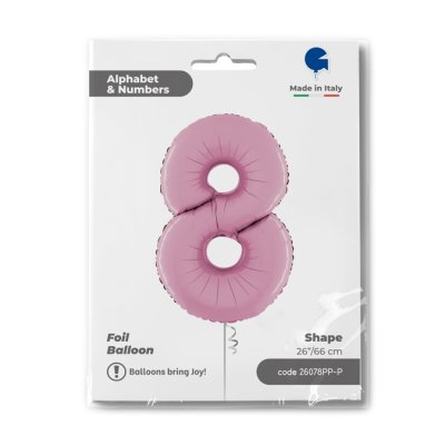 Number 8 pastel Pink (66cm,26") foil balloon - 26078PP-P-Packaged-1.jpg