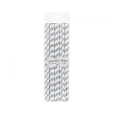 Paper straw EKO - Gray strip 10 pcs - 62005.jpg